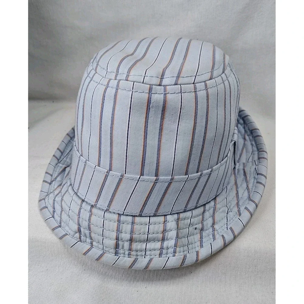Goorin Bros Pin Striped Blue‎ Cotton Fedora OSFM (large) Men's Hat Cap